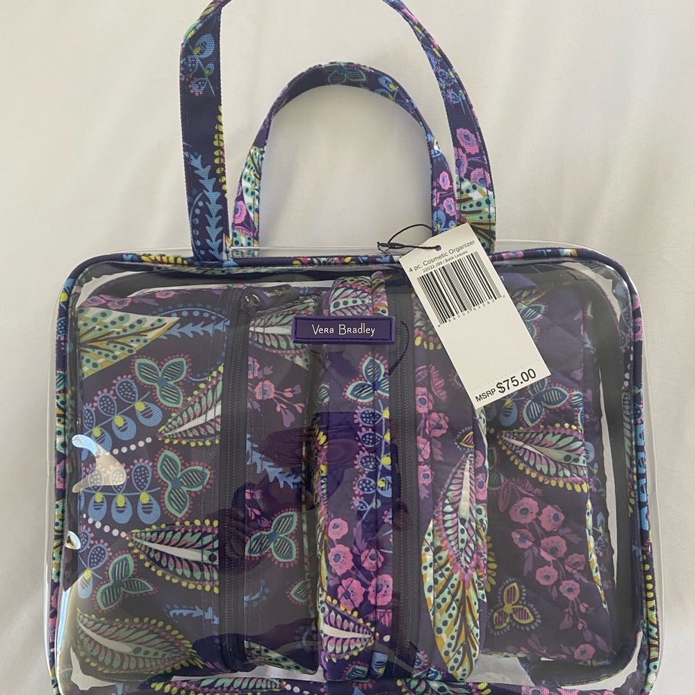 Vera Bradley 3 Piece traveler cosmetic set. NWT.